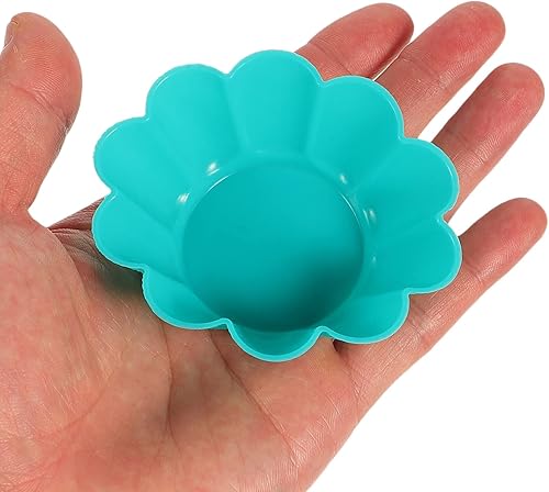 Miniatura 6 de Kichvoe Juego de 12 tazas de silicona para magdalenas, reutilizables, antiadherentes, con forma de flor, para magdalenas, tartas de huevo, aptas