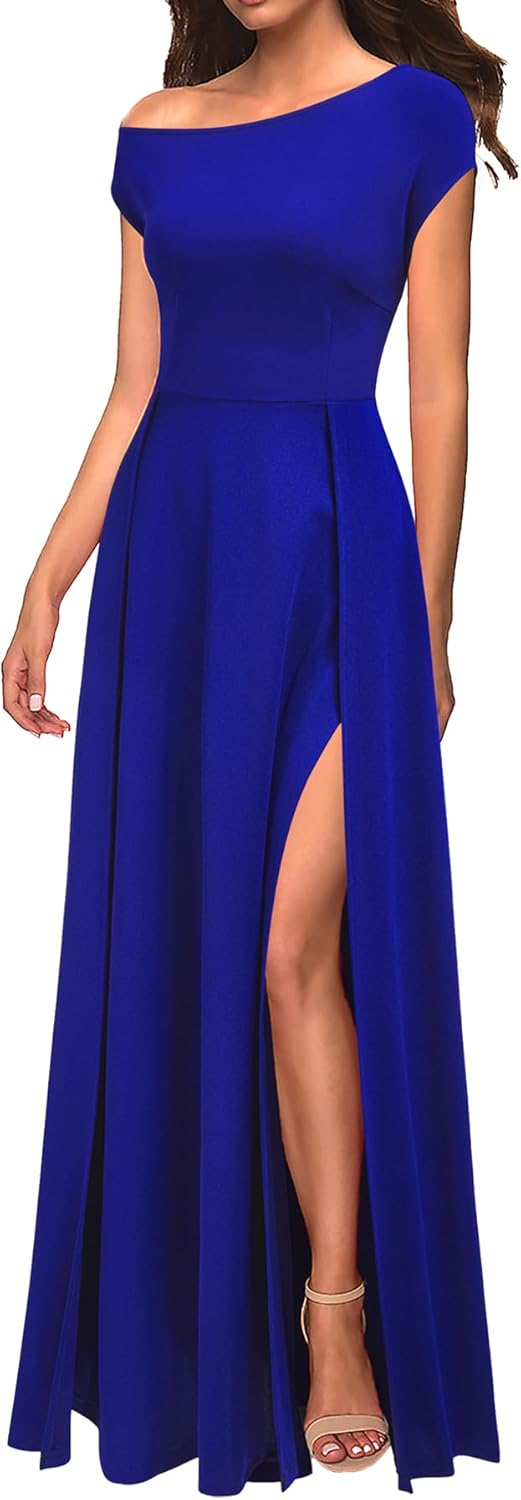 MUSHARE Women's One Shoulder Formal Dress Sexy Split Party Long Cocktail Dresses - Image 3