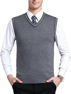 REHJJDFD Men's Wool Vest Male Casual Knit Vest Pullovers Man Sleeveless Sweater
