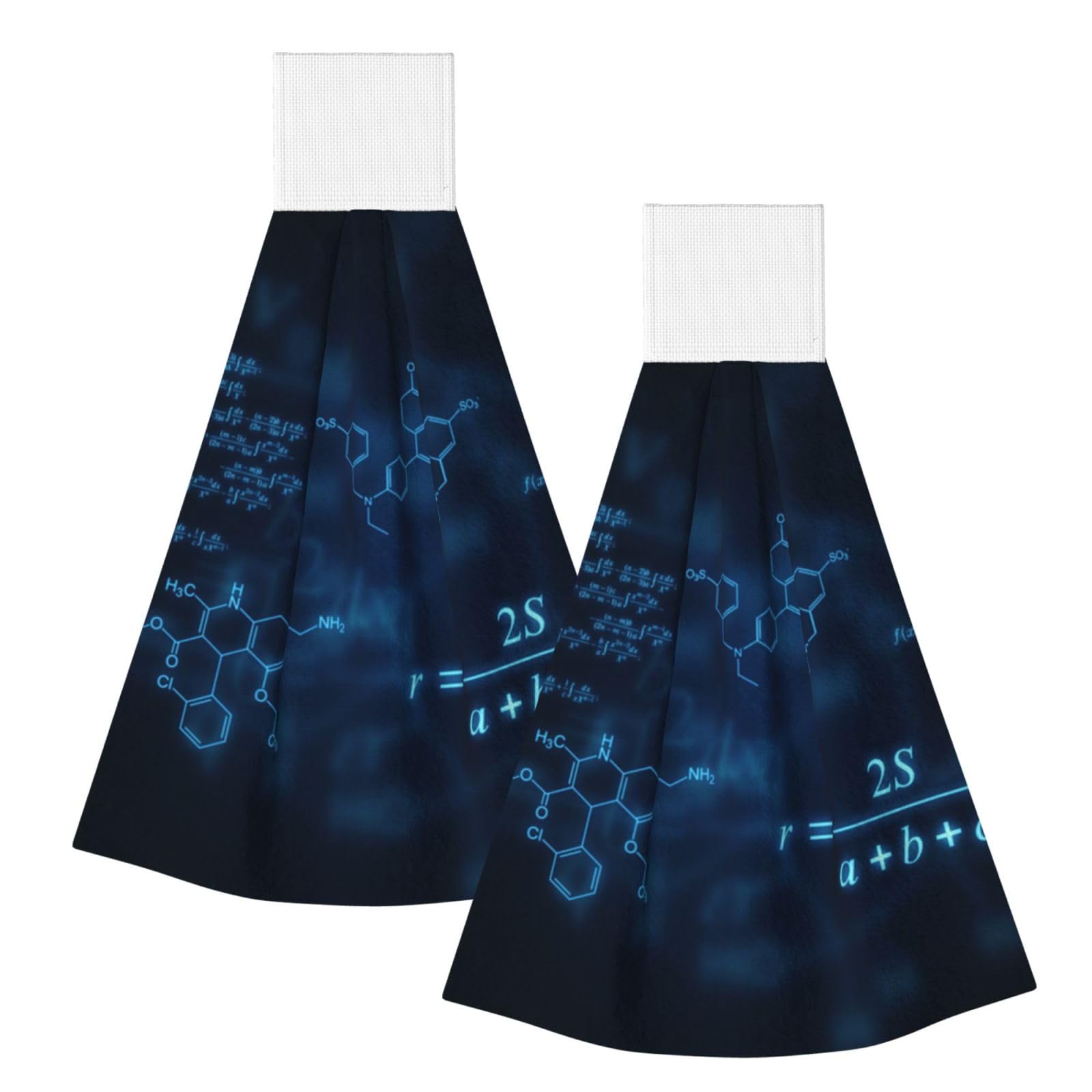 DOPKLNA Glowing Mathematical Physics Chemistry Formulas, 2 Pcs Hanging Coral Fiber Hand Towels for Bathroom, Absorbent Kitchen Towels
