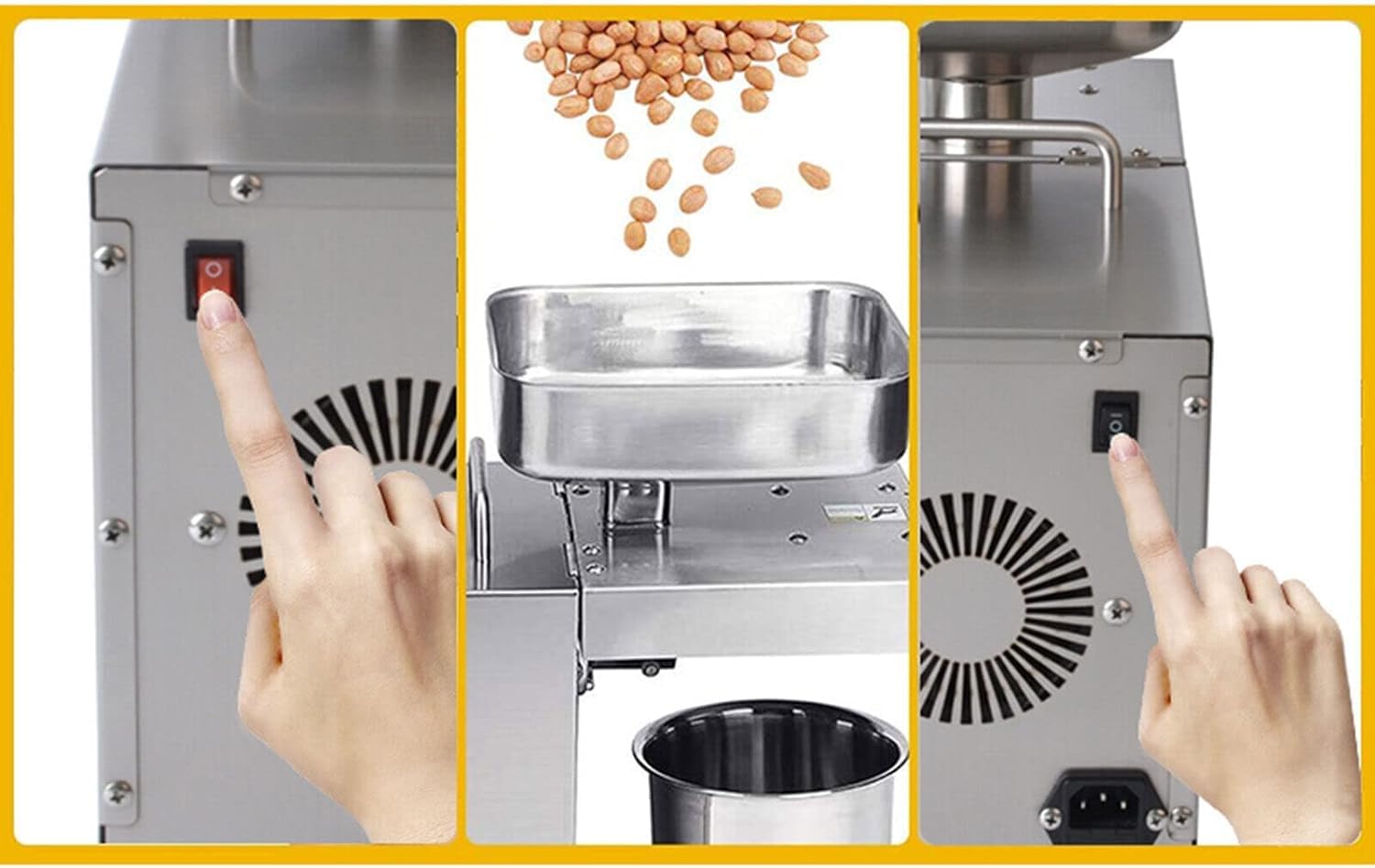 600 W Automatico Olio Pressa Macchina/Olio Expeller Machine/Acciaio Inox Olio vegetale Presser Olio Presser Temperatura di pressatura regolabile a 50-250 gradi 220V