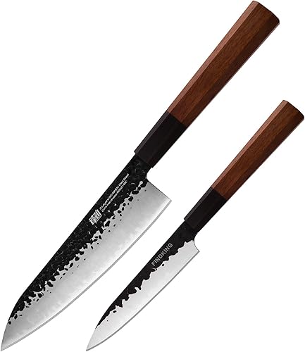 FINDKING Dynasty Series - Cuchillo de cocina de 5 pulgadas y cuchillo de chef de 8 pulgadas, cuchillos de cocina con mango octogonal de acero