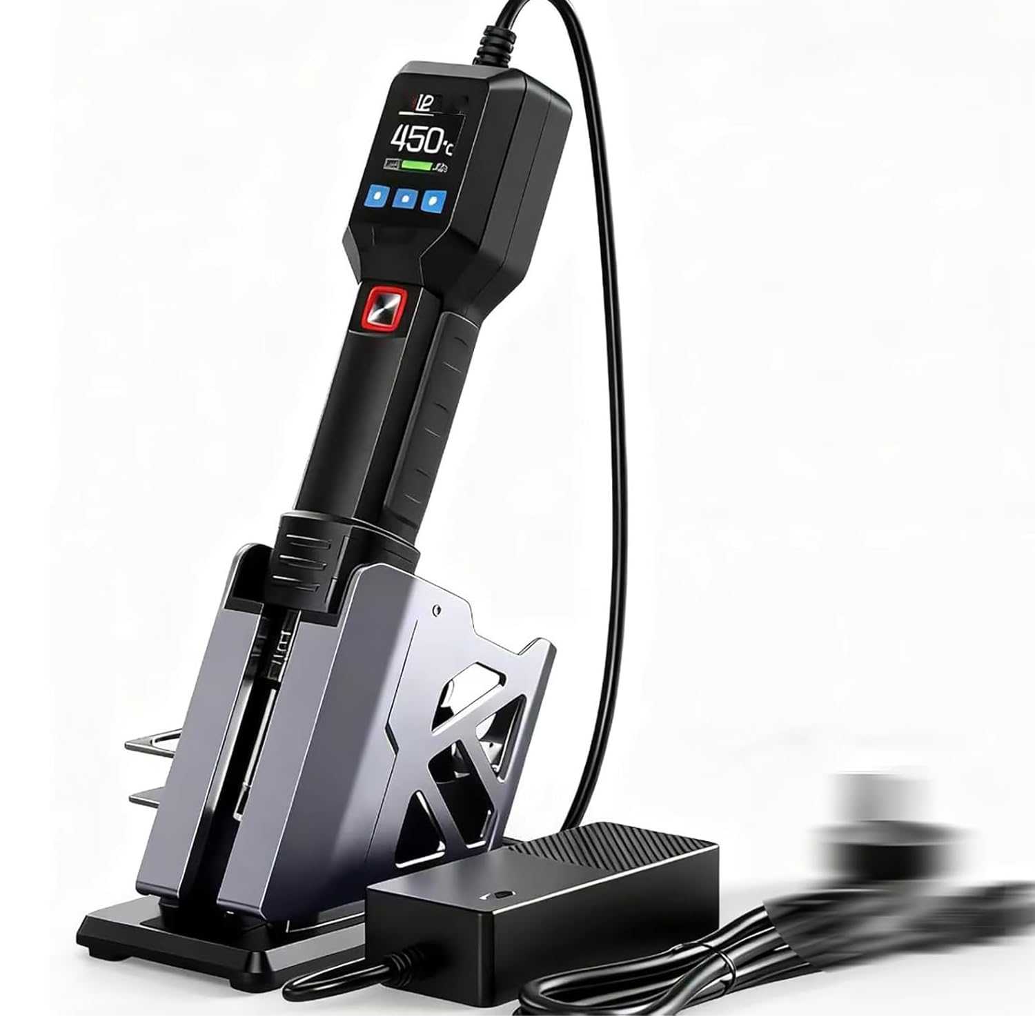 Mini Soldering Heat Gun 550W LED Digital Display PID Control 100 -450 20-Speed Wind Adjustment Auto Shutdown for