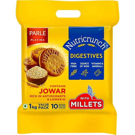Parle Nutricrunch Classic Wheat Flour Digestive Cookies, 1000 Gram