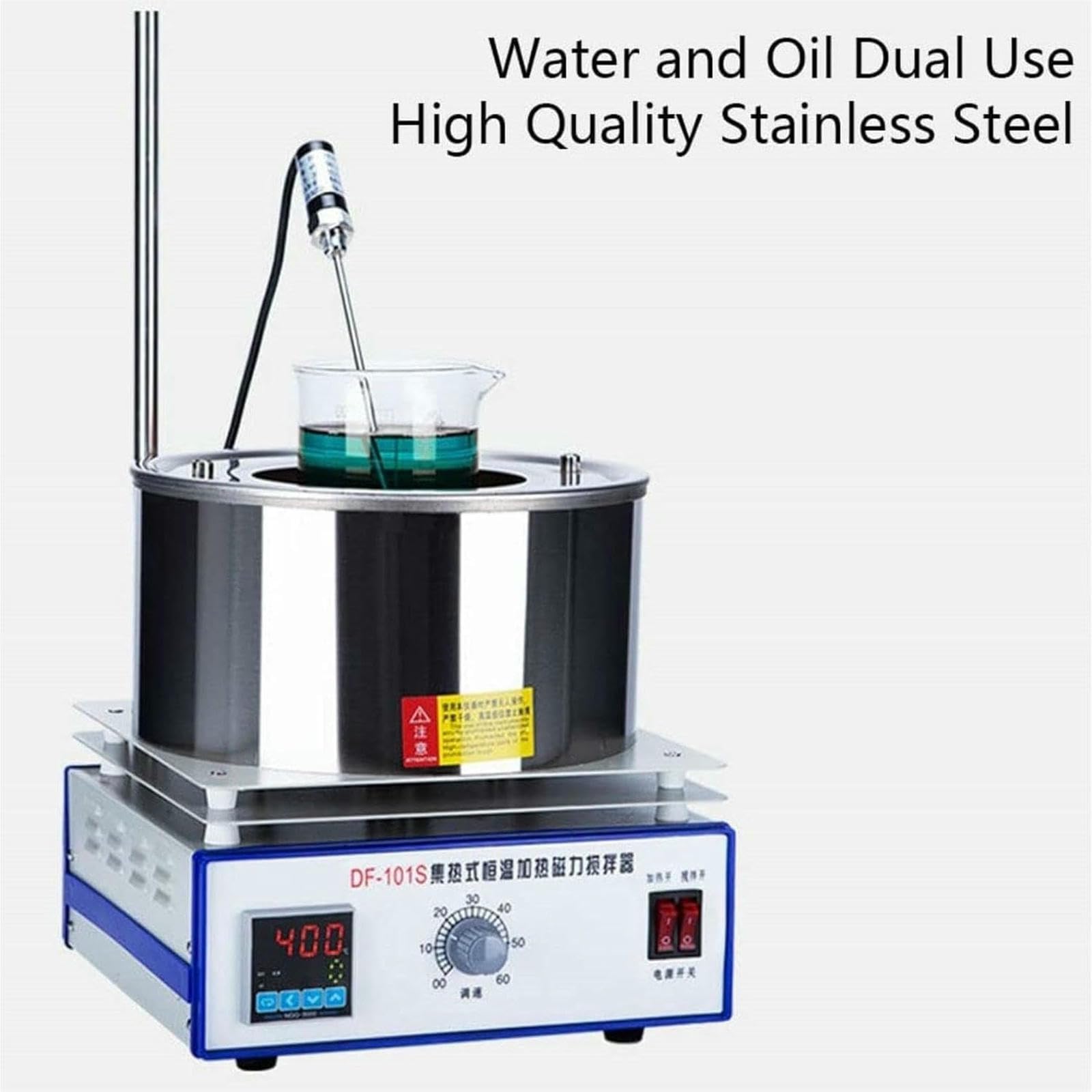 Olla de calentamiento magnética, agitador magnético de 5 litros, placa caliente con sensor de temperatura y soporte para laboratorio y elaboración de cerveza casera