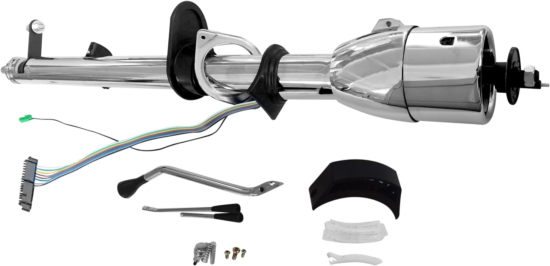 Chrome 35" Tilt Steering Column Automatic W/O Key & Wheel Adapter with Shift Indicator
