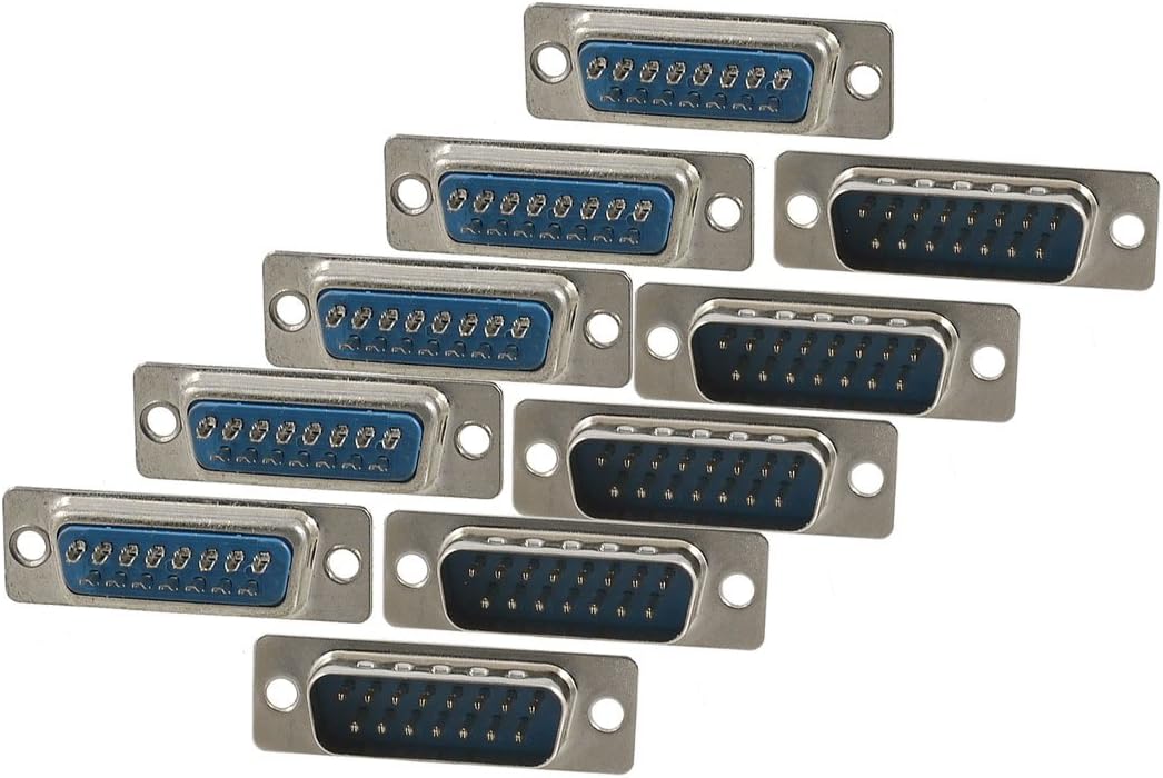 uxcell 10 Pcs DB15 15 Pin Male Jack Adapter Solder Connector Replacement