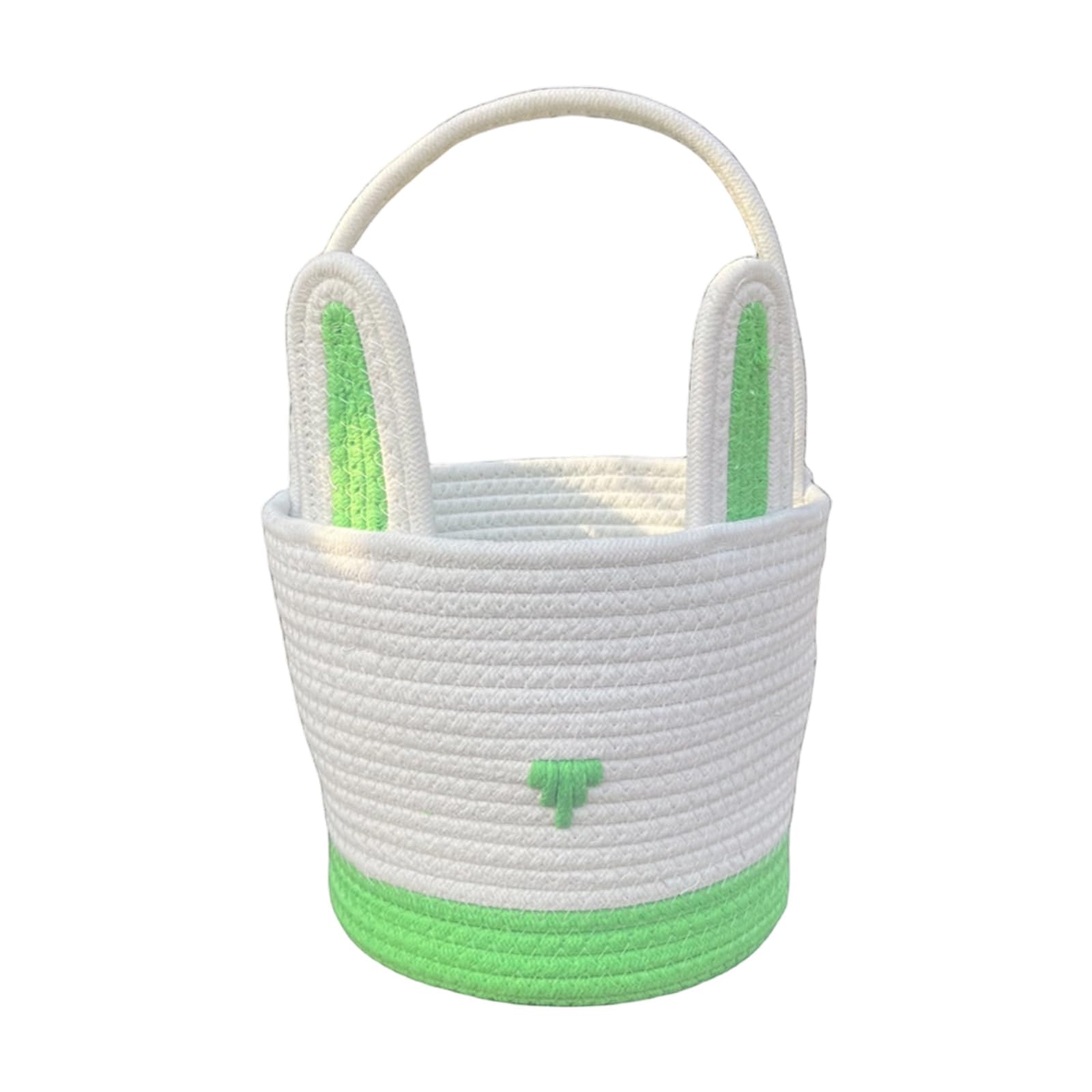 NVOQILIN Adorable Rabbits Face Easter Basket Cotton Rope for Kids Easter Eggs Collection and Treasure Hunt Decors Festival Cotton