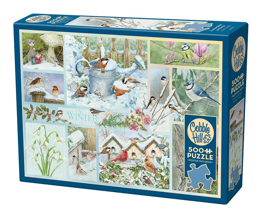 Cobble Hill 500 Piece Puzzle -Garden Birds in Winter - Sample Poster Included, 26.625" x 19.25"