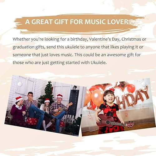 Miniatura 135 de ADM Ukelele para principiantes, kit de ukelele de madera hawaiana para niños y adultos, paquete de ukalelee profesional con lecciones gratis