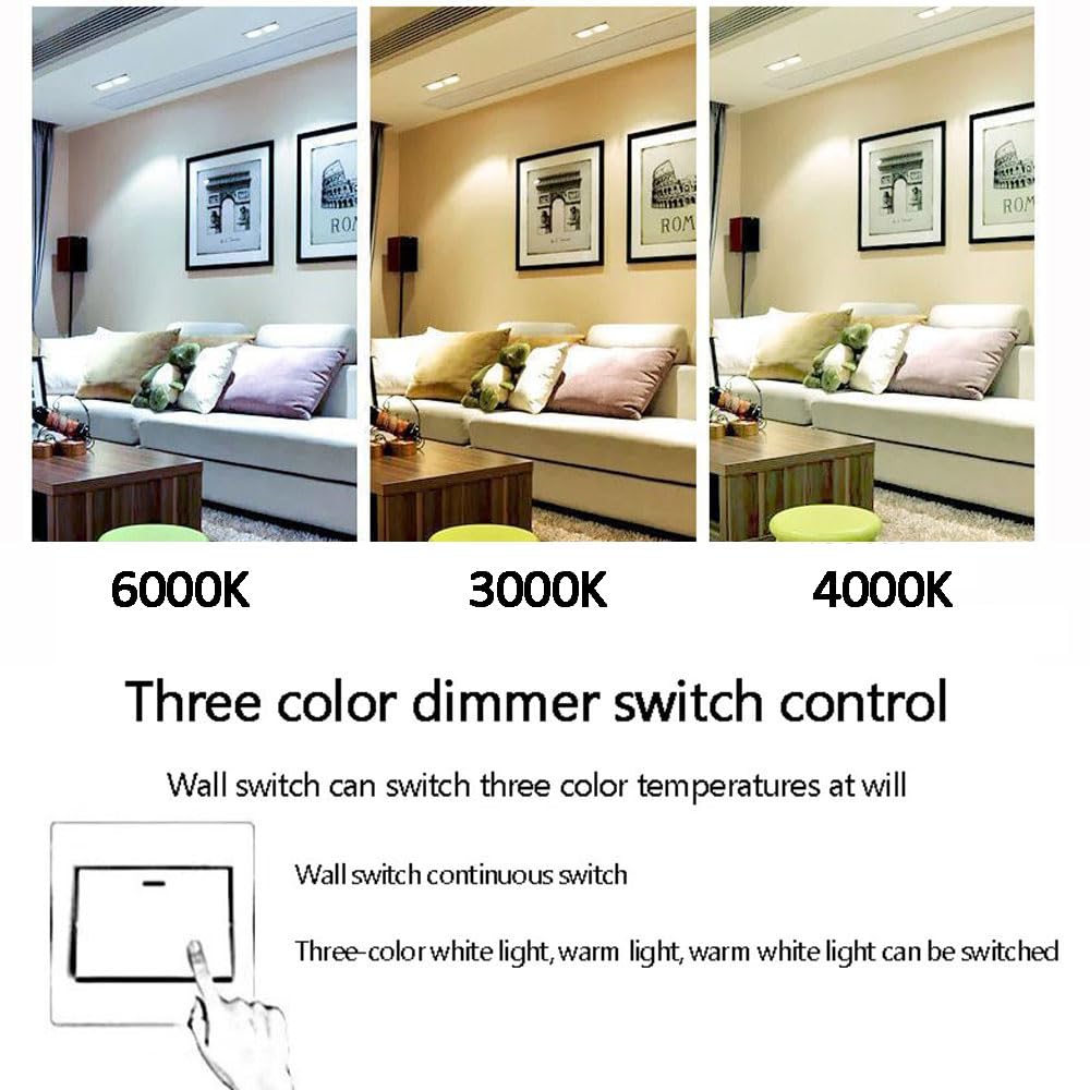 Panel de Techo Cuadrado de Doble Cabezal de 14 W, Regulable, para Uso Comercial y doméstico, luz LED empotrable de Aluminio Blanco, Downlight LED empotrable, Blanco,White