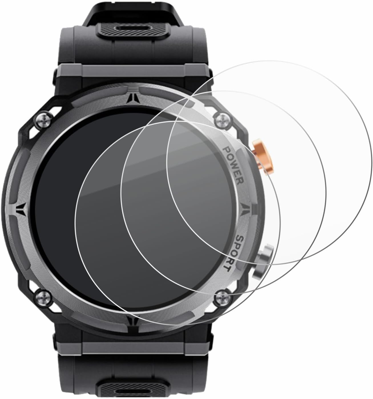 brotect Glass Screen Protector Film Compatible with Darmowade Smartwatch 1.39" (6 Pack) - Glass-Foil Protection [Scratch Resistant, High Clarity]