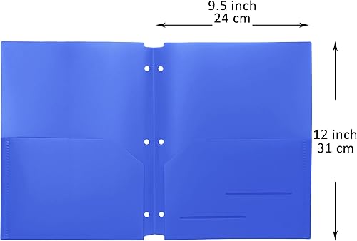 Miniatura 2 de Youngever Paquete de 6 carpetas de plástico resistente de dos bolsillos, divisores de carpetas con bolsillo, carpeta de 3 agujeros con muescas,