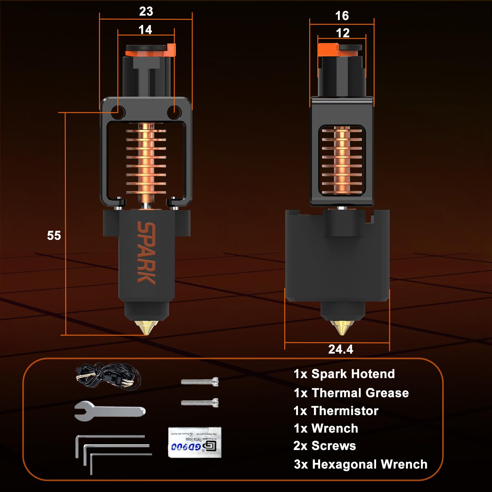 YOOPAI Ender 3 Neo Hotend Upgrade, w całości metalowy, wysokotemperaturowy Spark Hotend do Ender 3 Neo, Ender 3 V2 Neo, Ender 3 Max Neo, Ender 2 Pro