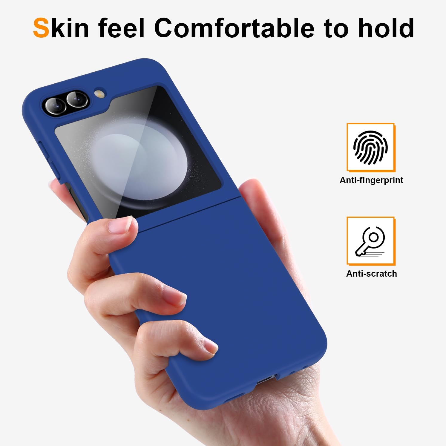 for Galaxy Z Flip 5 5G Case,Lightweight,Slim Fit Drop Protection Rugged Shockproof Cover for Samsung Galaxy Z Flip5 5G,Slim Thin Hard PC Shockproof Protective Phone Dark Blue 4-Z Flip5-07