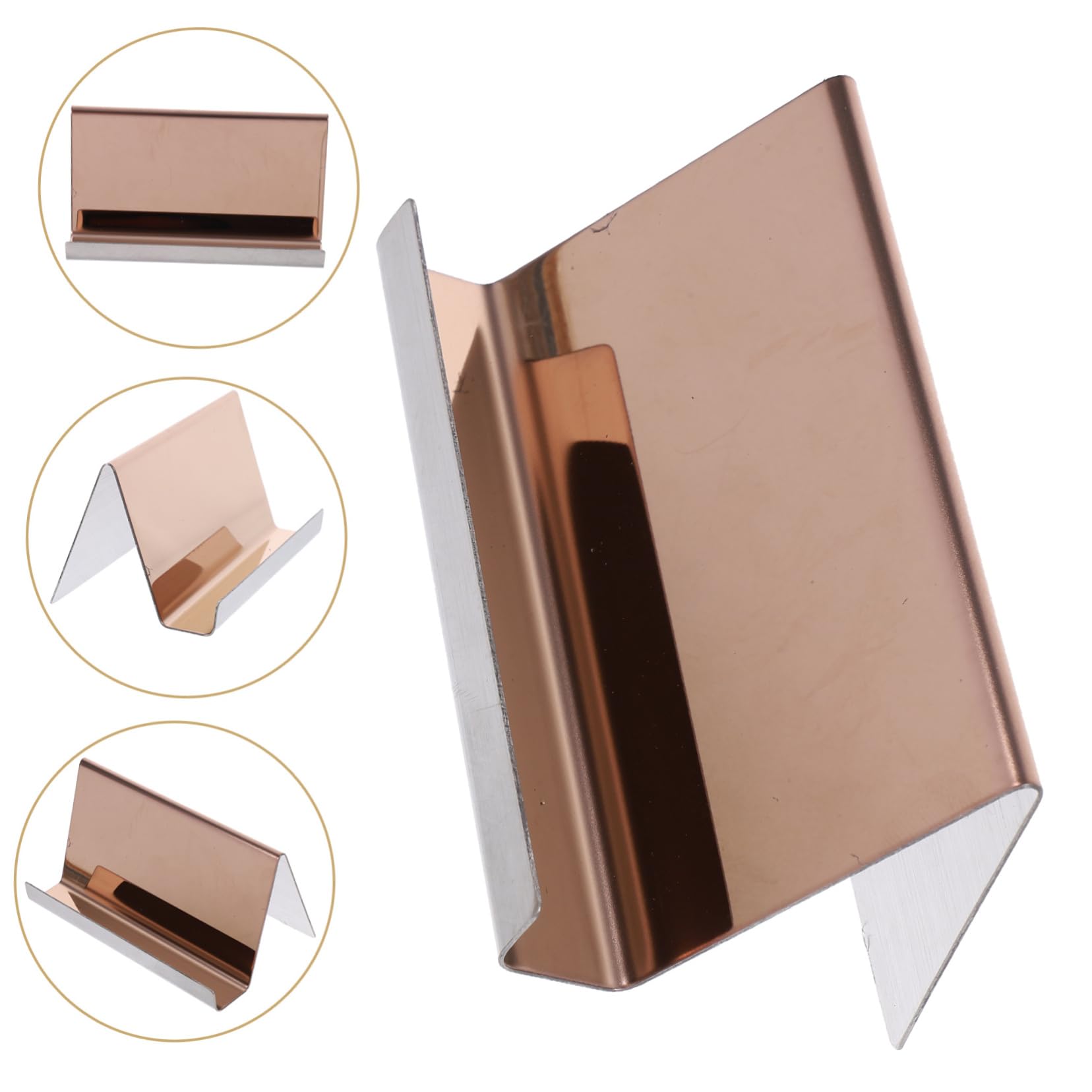 HOMSFOU 5 Tarjeteros De Acero Inoxidable Para Tarjetas De Visita Expositores De Escritorio De Acero Inoxidable 304 Color Oro Rosa