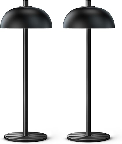 Lámpara de mesa inalámbrica recargable, paquete de 2 lámparas LED de 5000 mA portátiles para exteriores, funciona con pilas, luz LED de mesa pequeña