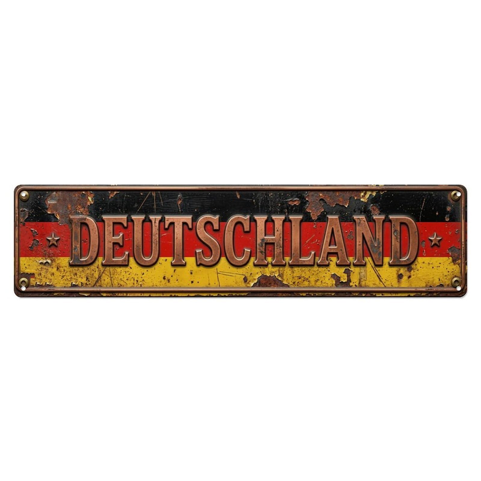 German Flag Classic Badge Metal Tin Skinny Sign Plaque Wall Decor for Cafe, Club Bar, Office, Home Garden Metal Poster 4x16Inch