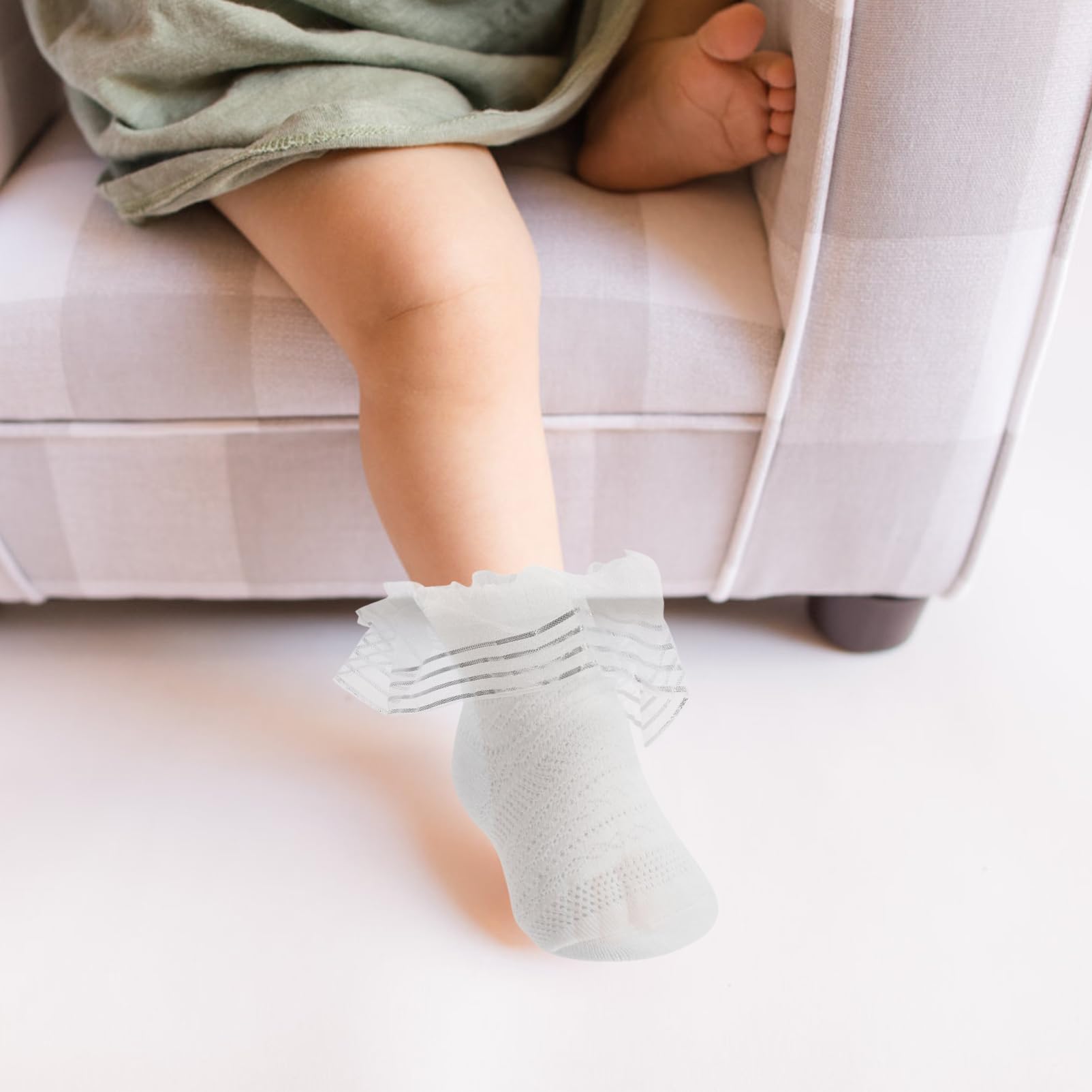 LIFKOME Soft and Comfortable White Lace Socks for Baby Girls over Knee Socks with Tulle m for Dance