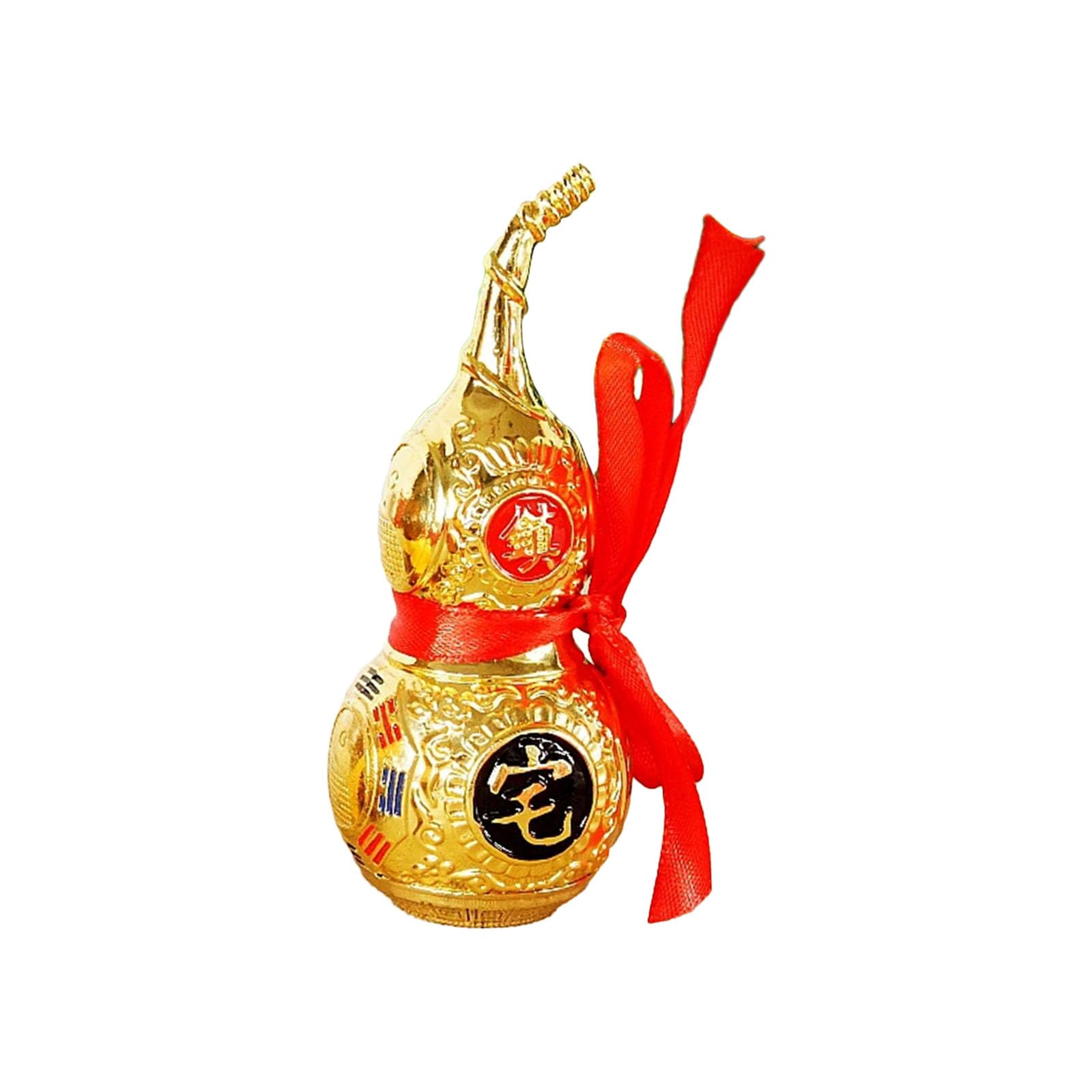 MHADBKH Chinese Fengshuis Metal Gourd with Bowknot Ribbon Gourd Statue Prosperitys Home Decorations Collectibled Bedroom Gourd Sculpture