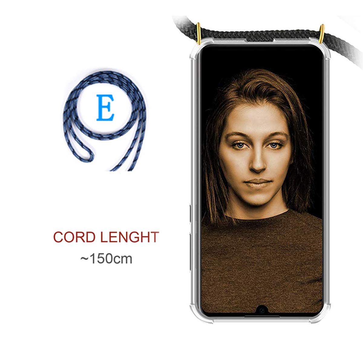 FMPCUON Cover Trasparente con Cordino Compatibile con Samsung Galaxy J6 2018 Caso Custodia Protezione TPU Ultra Sottile Case + Vetro Temperato, Necklace Cordoncino Smartphone Collana Chain Cord