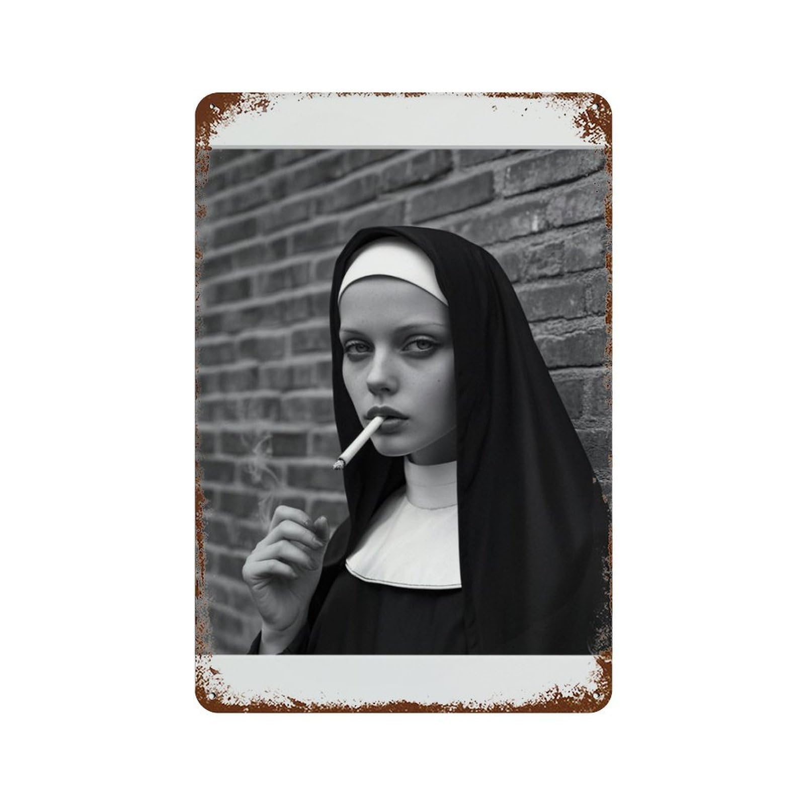 xiaoxiaoshen Nuns Smoking, Photography S Wall Decor Art Metal Tin Poster Modern Home Decor Art Home Bar Shop Decorations Vintage Sign 30x20cm