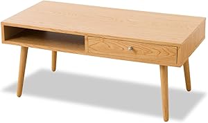 エムール 【引き出し付きローテーブル】 センターテーブル リビングテーブル 収納 90cm オーク