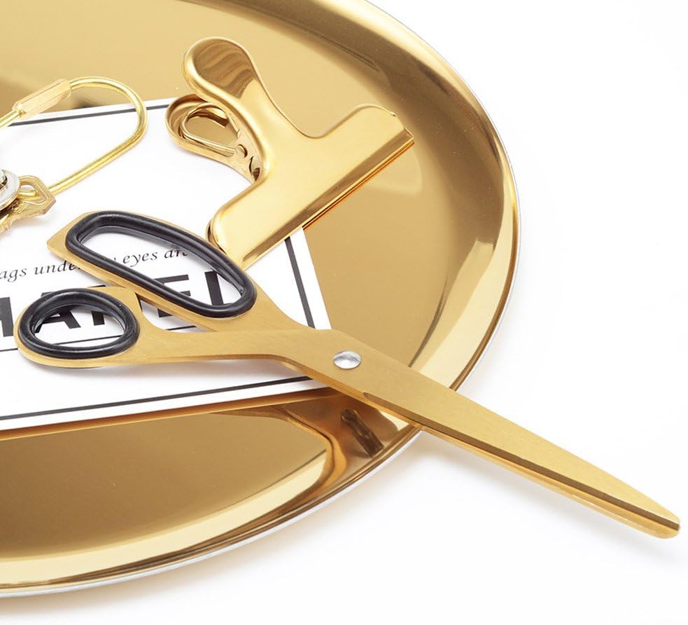 Egurs 2Pcs Brass Color Stainless Steel Scissors Asymmetric Fashion Scissors Home Office Accessories