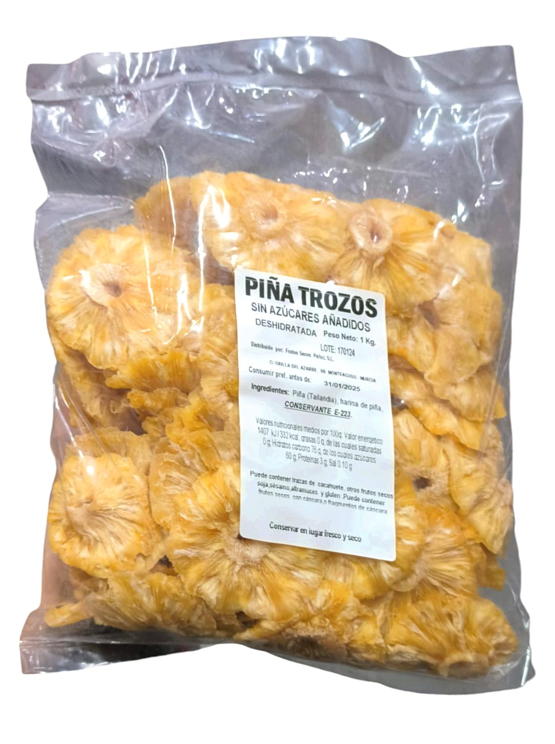 Piña Deshidratada 1kg - Snack Saludable - Sin Azúcar Añadido - Ideal para Ensaladas, Cereales y Yogures - pelluz