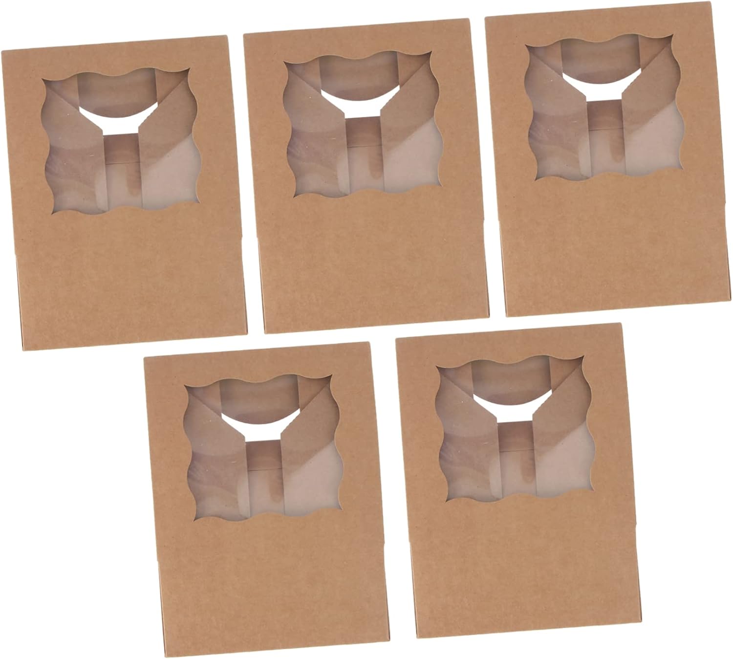 5pcs Window Cake Packaging Boxes Brown Paper Bakery Food