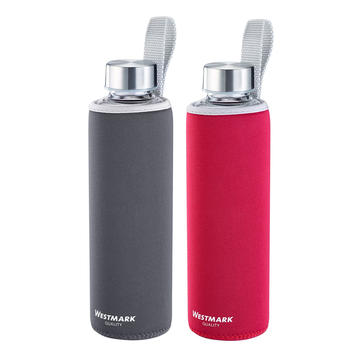 Westmark Set Vélo : 1 Coffre de Vélo pour tous les Porte-bagages + 2 Gourdes de 0,55 litre chacune, Plastique/verre/silicone/caoutchouc, Gerda Touring Tresor, Noir/rouge/anthracite, 5430GEE8