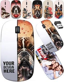 maizi Custom Wireless Mouse with Pictures for Laptop Chromebook Computer, Wireless Mice with Pictures Image ID: Two Cute White Rabbits Pulling Lightweight 2.4G USB Receiver Printed in USA