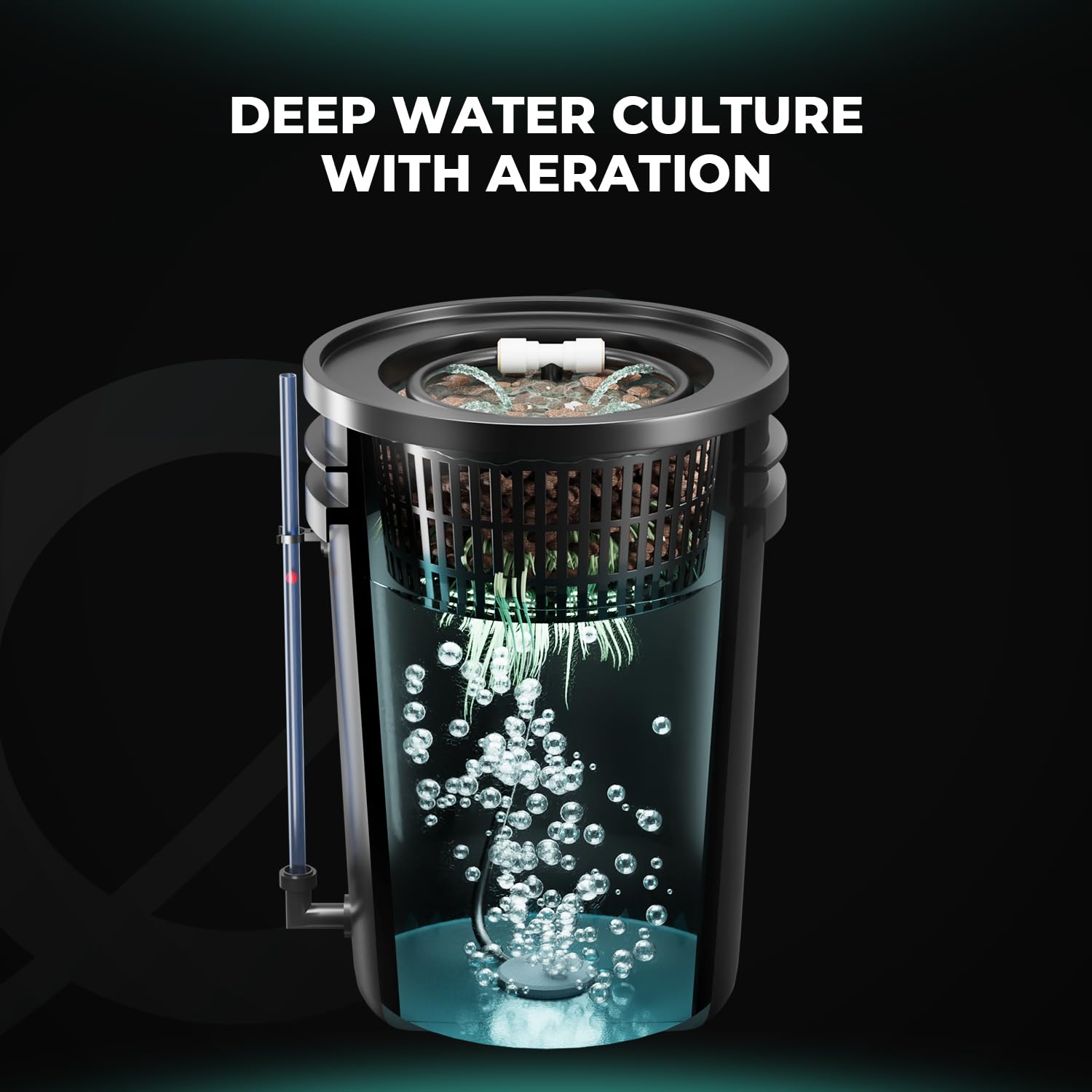MARS HYDRO DWC Hydrokultur Anbausystem 5 Gallonen Tiefwasserkultur mit 11W Luftpumpe, Mehrzweck-Luftschlauch, Luftstein, 4 Eimern und Topf-Tropfkit