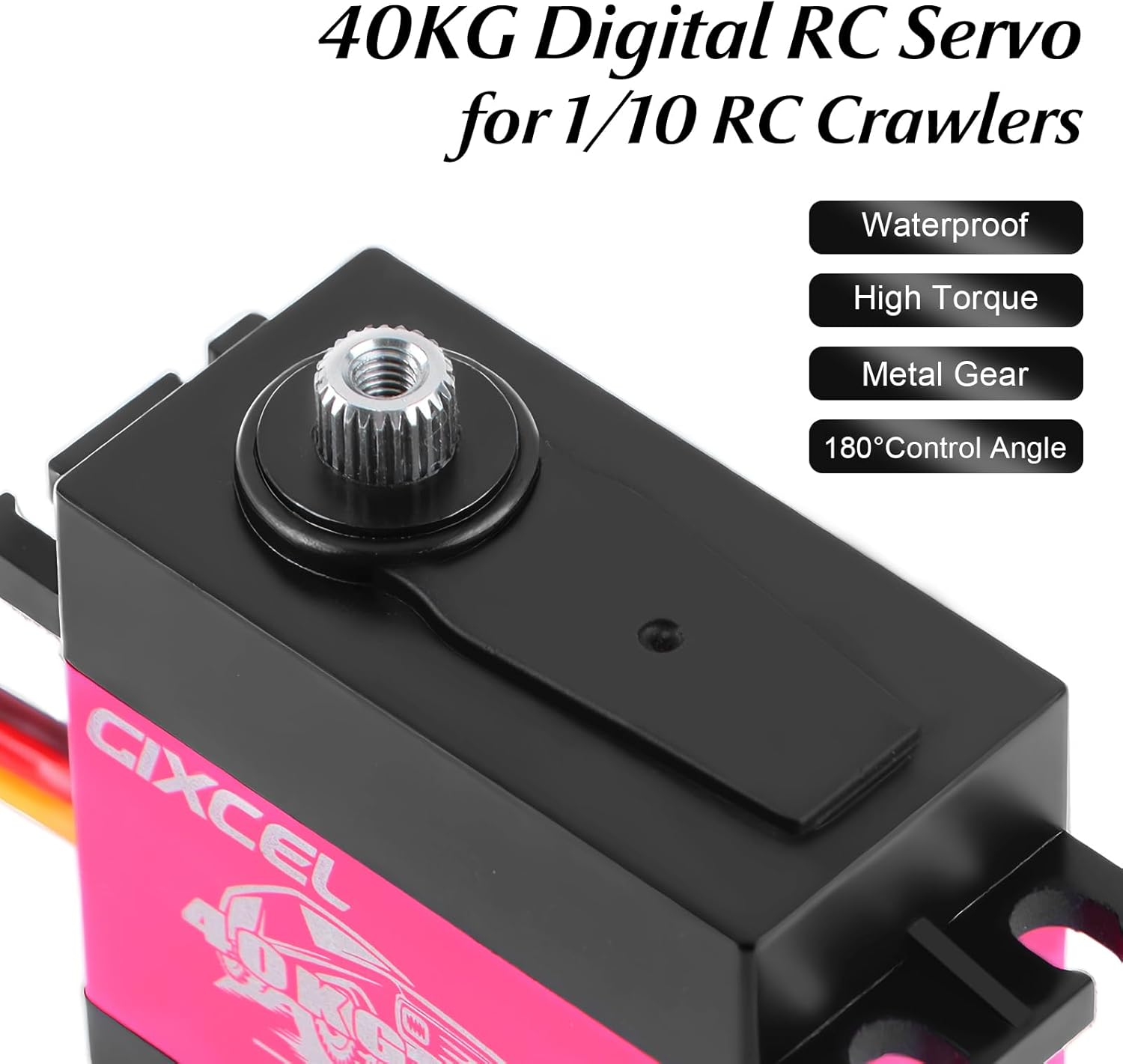 40KG High Torque Digital RC Servo, Waterproof Metal Gear 180 Degree RC Servo with 25T Arm for 1/10 Scale RC Crawler TRX4 SCX10 VS4-10 GEN7 GEN8 D90 Upgrades