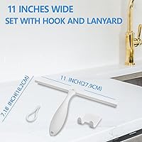 Vista 6 de Escobilla de ducha para puertas de vidrio, escobilla ergonómica de silicona antioxidante de 11 pulgadas con marco de acero inoxidable para puerta