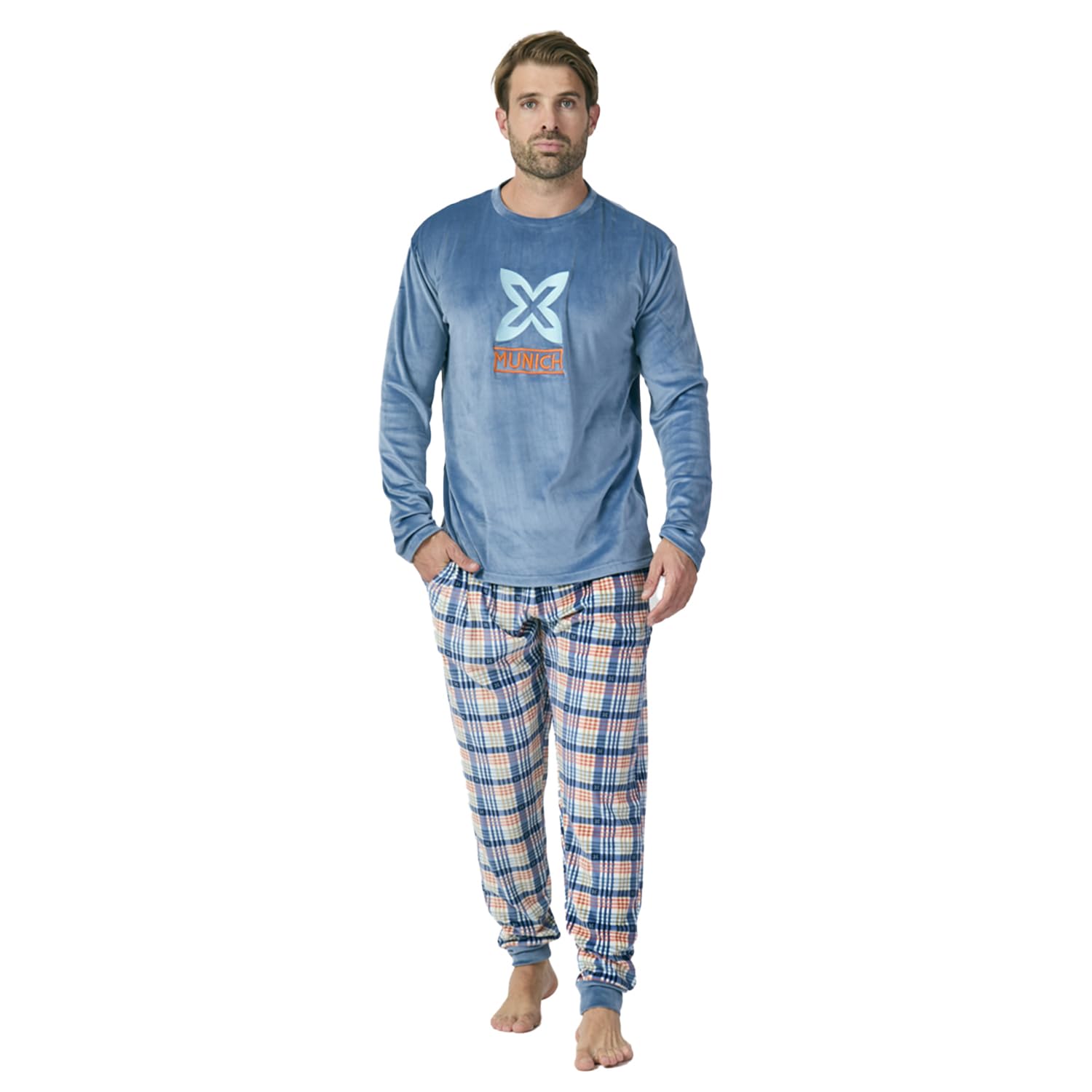 Munich Pijama Terciopelo Manga Larga MU3 para Hombre
