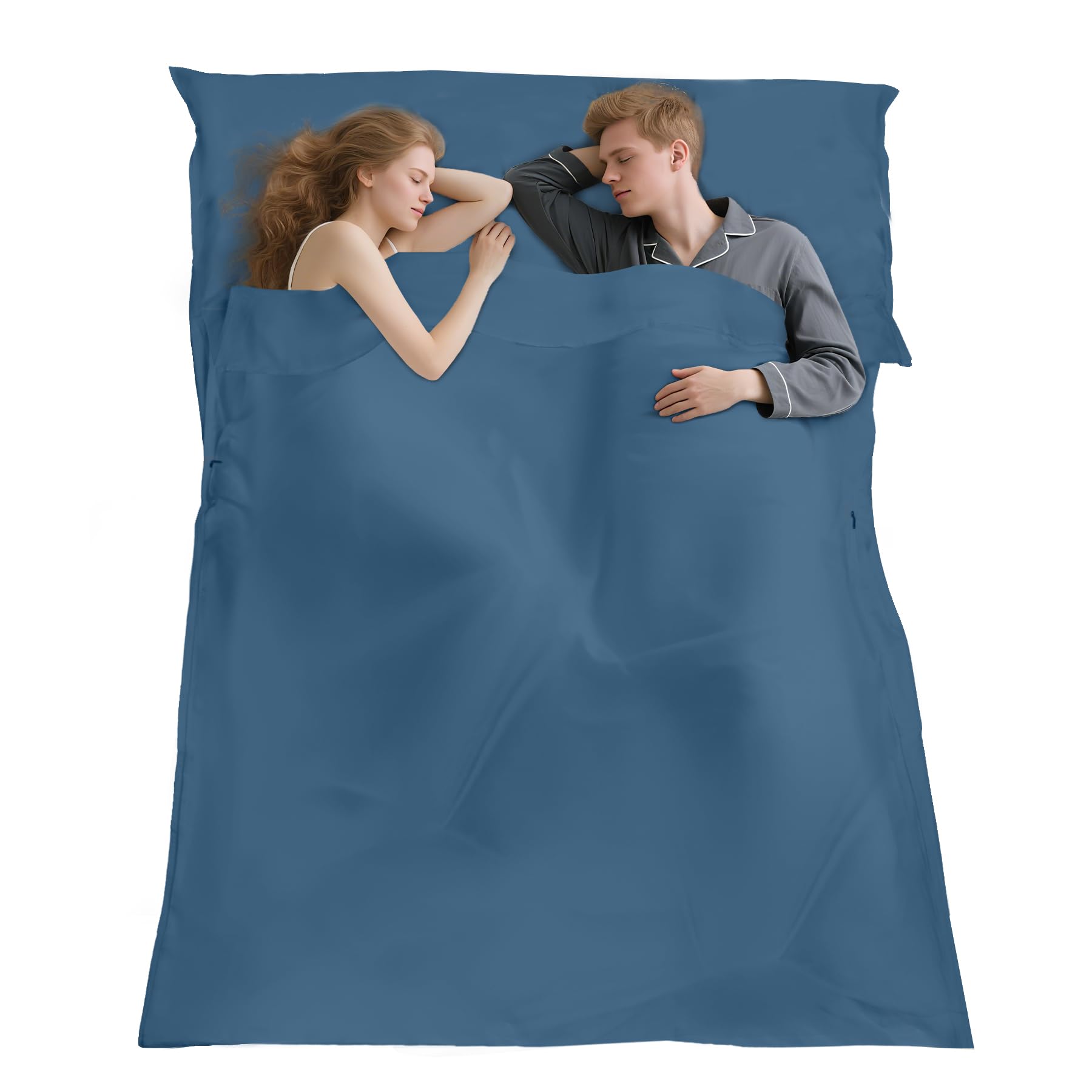 BREENHILL Double Sleeping Bag Liner,Long Staple Cotton, Adult Sleep Sack & Travel Sheets,Travel Sleep Sack for Backpacking, Hotels & Hostels Lightweight Travel Sheet,Has Full Length Zipper