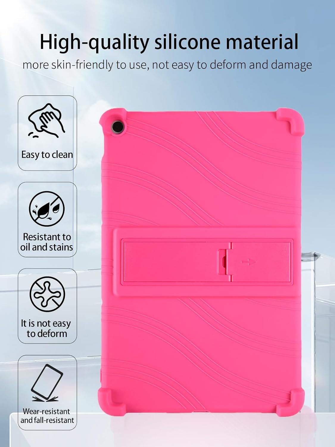 for Google Pixel Tablet 11-Inch Android Tablet Model Case,Soft Silicone Adjustable Stand Cover Lightweight Kids Friendly,Rosered. image 5