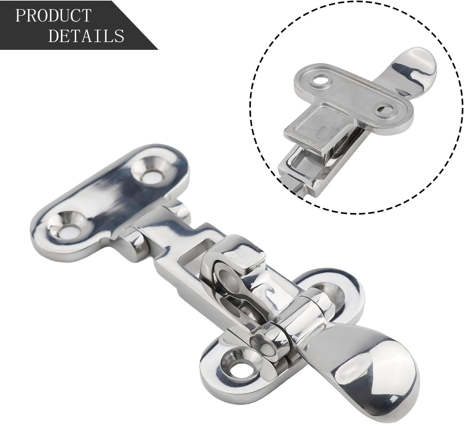 316 Steel Boat Door Latch Lock, Anti-Rattle Marine Grade Clamp with Padlock Eyelet Hatch Cabinet Box, Silver, 110x50mm