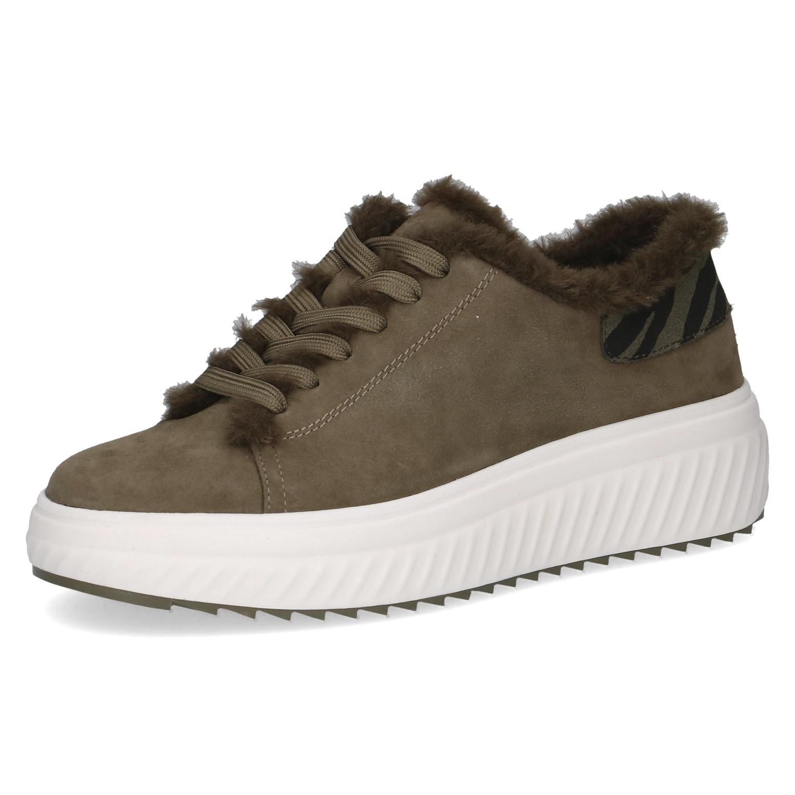 CAPRICE Women's Low-top lace-up Sneakers with Removable Footbed, Green (Khaki Comb), 6.5 UK