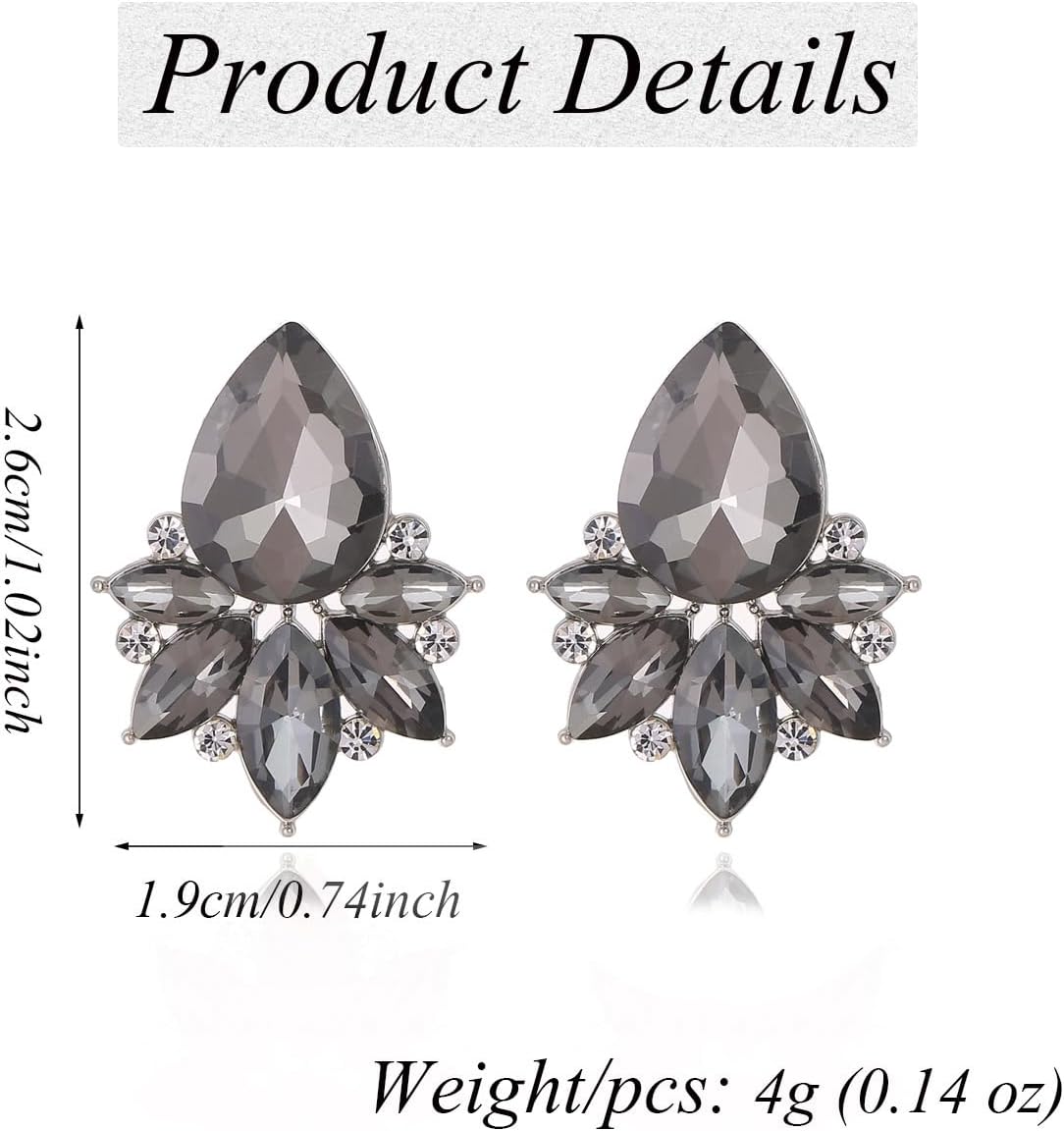 Vintage Rhinestone Earrings Fancy Crystal Cluster Drop Earrings Art Deco Earrings for Women - Image 7