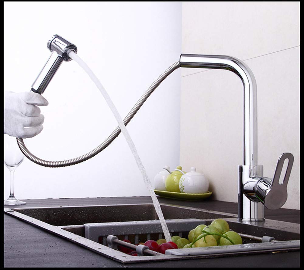 Tire De La Cabeza De Pulverización, Grifo De La Cocina, Fregadero De Cocina, Grifo, Mezclador De Agua Fría, Cromado La Cabeza De Ducha De Una Manija Cromado.