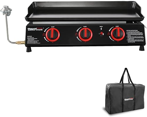 Grills House Plancha portátil de gas de mesa con bolsa de transporte PG303AC plancha de gas propano de 3 quemadores potencia de cocción de 24000 BTU