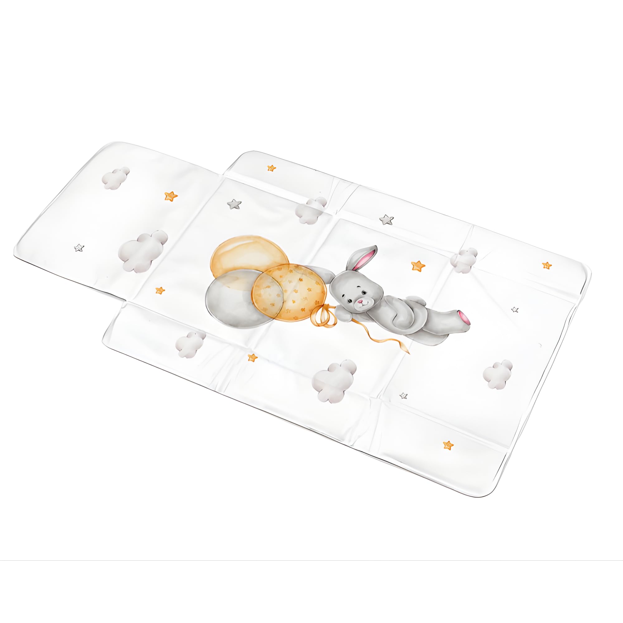 Matelas à Langer de Voyage Pliable - Tapis à Langer Bébé Imperméable et Portable, 77 × 44 cm, Rembourré et Facile à Nettoyer, Gain de Place, Motif Lapin, Épaisseur 0,5 cm