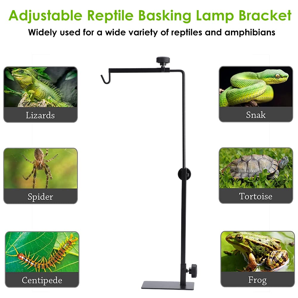 Stojak na lampę z gadami, regulowana wysokość metalowy uchwyt lampy płazy wąż jaszczurka żółw pająk terrarium lampa ciepła wieszak wspornik lampy podłogowej stojak