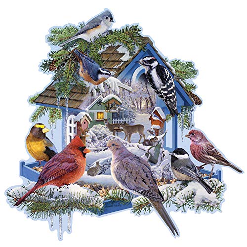 Bits and Pieces – 750 Piece Jigsaw Puzzle for Adults – Winter Bird Feeder - Snowy Birdhouse Jigsaw Puzzle by Artist Russel Cobane, Completed Puzzle Size: 22' x 26'