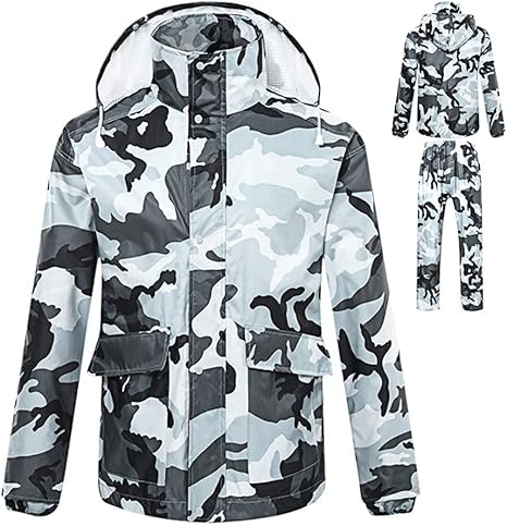 OUTFE Rain Suit for Men Heavy Duty Workwear Waterproof Raincoat Jacket with Pants, Motorcycle 