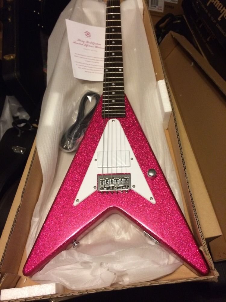 Daisy Rock Comet V – Guitarra eléctrica, color rosa Sparkle, 14