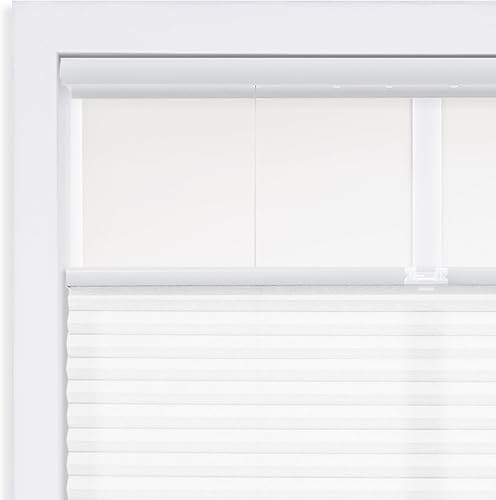 Miniatura 6 de DEZ Furnishings QGPO340640 - Persiana de arriba hacia abajo con filtro de luz inalámbrica, 34 pulgadas de ancho x 64 pulgadas de largo, color blanco