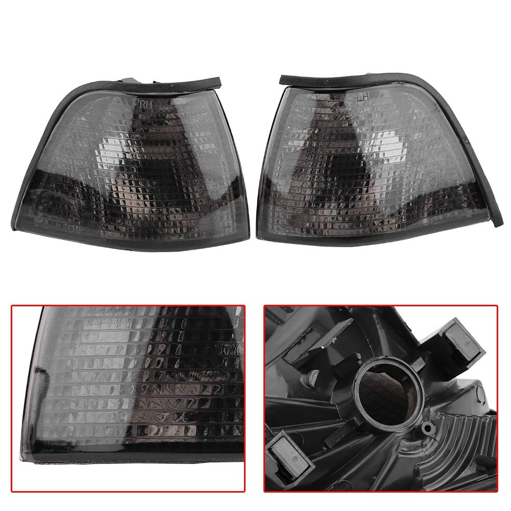 Qiilu 1 Paire de Couvercles de Feux de Clignotant, Coquille Avertissement Lumière pour 3 séries 318i 325i E36 4DR 92-98